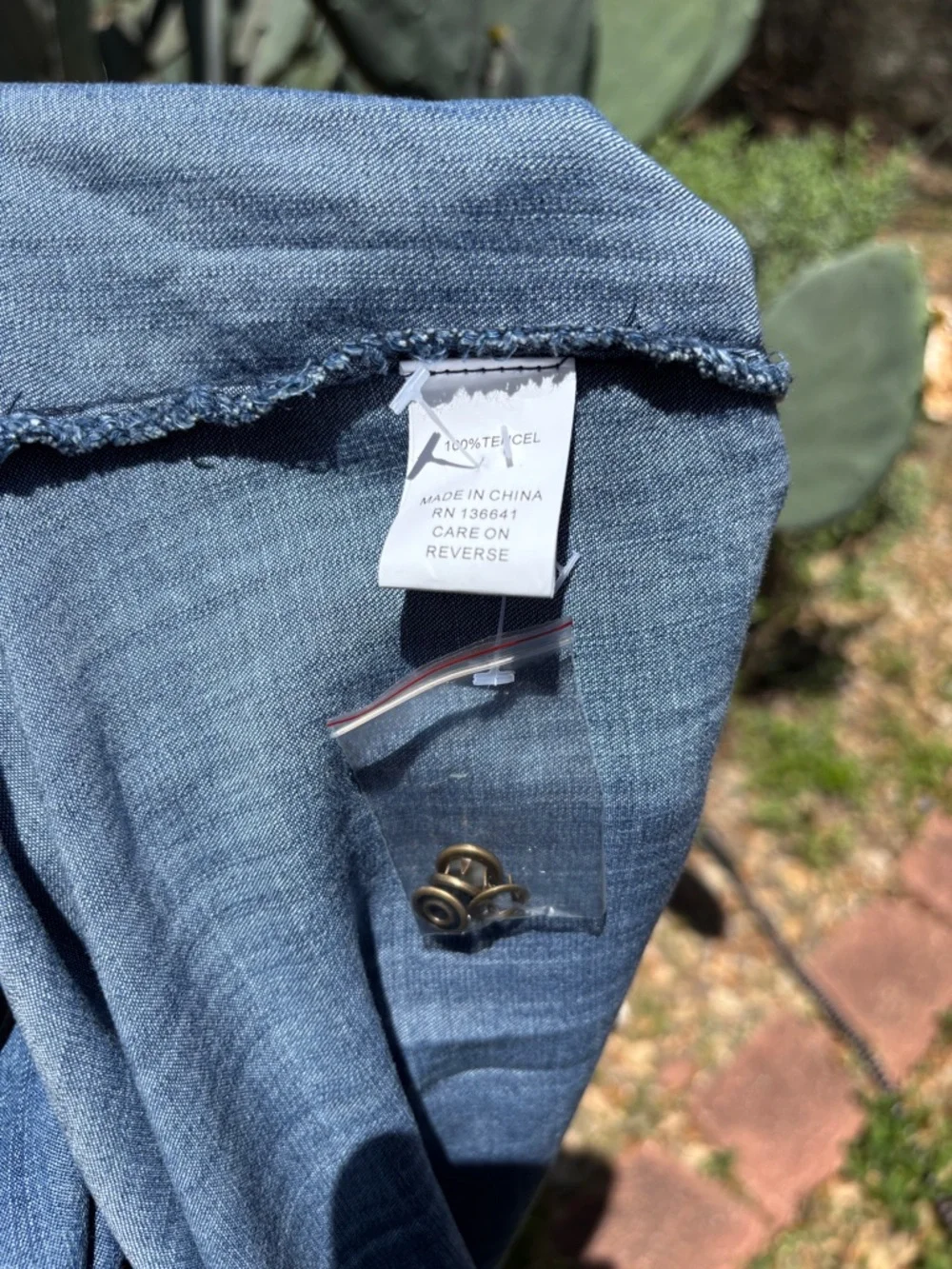 Button-Front Long-Sleeve Denim Shirt Dress - Blue - Picture 6 of 7